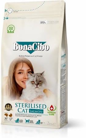 BonaCibo Adult Cat Sterilised Somonlu Kısırlaştırılmış Yetişkin Kedi Maması 2 Kg