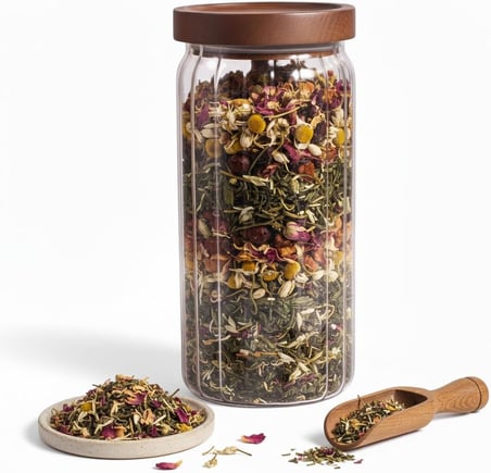 Akasya Kapaklı Çizgili Cam Kavanoz (1000ml /1 Litre) | Hava Geçirmez, Modern Fitilli Tasarım Gıda Saklama Kabı | Kahve, Çay, Kuruyemiş ve Bakliyat Kavanozu (9x20cm)