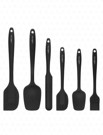 Drongo Isıya Dayanıklı Yanmaz Yapışmaz Silikon Spatula Seti 6 Parça Siyah