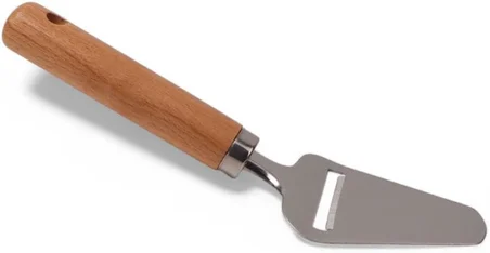 Paslanmaz Çelik Ahşap Saplı Peynir Spatulası | Ahşap Saplı Peynir Rendesi – Şık ve Fonksiyonel Sunum Aracı