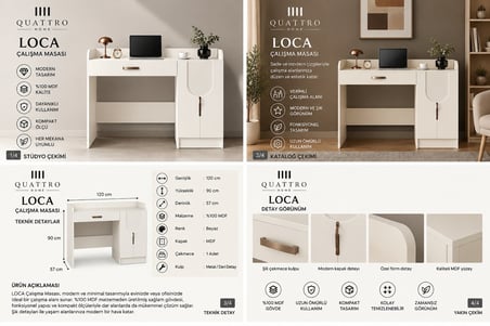 LOCA KİTAPLIKLI ÇALIŞMA MASASI