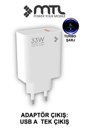 33W Turbo Şarj Saniyeli USB Çıkışlı Hızlı Şarj Adaptörü MT1754