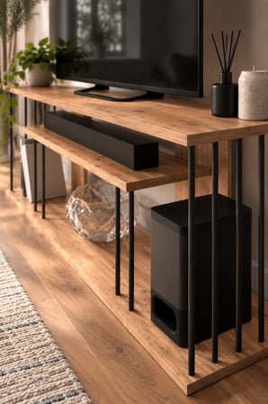 SuloraHome Çam Desenli Kahverengi TV Ünitesi ve Raf Sistemi