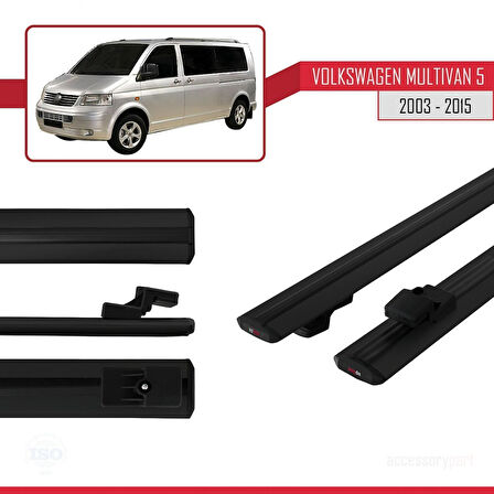 Volkswagen T5 Multivan 2003-2015 Arası ile Uyumlu BASIC Model Ara Atkı Tavan Barı Siyah 2 Adet