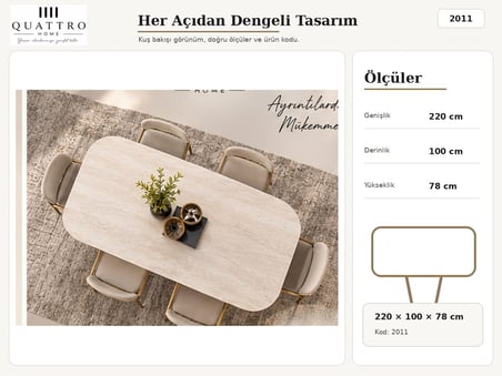 Aurelia 2011 Mermer Görünümlü Bronz Ayaklı Yemek Masası