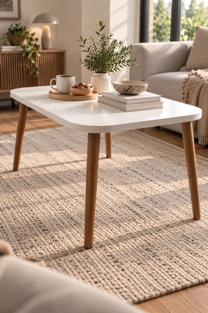 SuloraHome Torna Ayaklı Beyaz Orta Sehpa