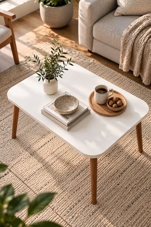 SuloraHome Torna Ayaklı Beyaz Orta Sehpa