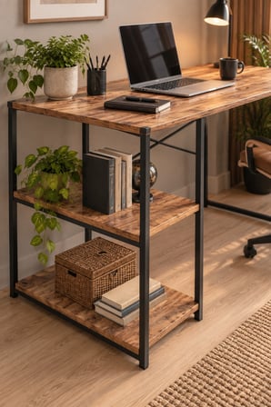 SuloraHome Raflı Çalışma Masası Kahverengi 120 cm