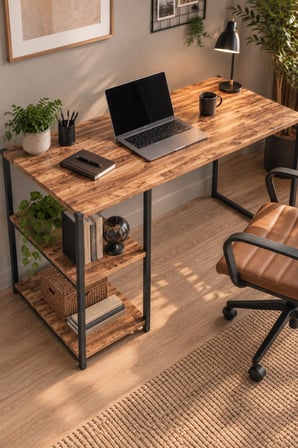 SuloraHome Raflı Çalışma Masası Kahverengi 120 cm
