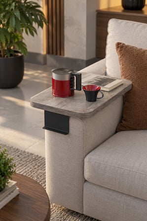 SuloraHome Gri C Sehpa Yan Sehpa 35x20 cm