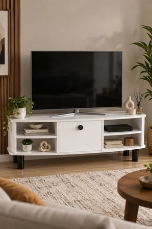 SuloraHome Suntalam TV Unit with Doors and Shelves 136x44 cm