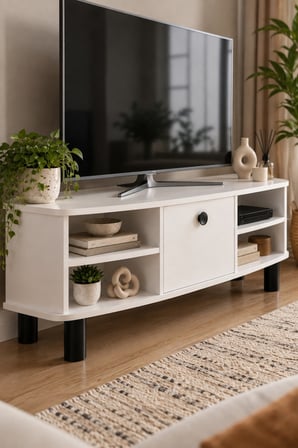 SuloraHome Suntalam TV Unit with Doors and Shelves 136x44 cm