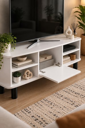 SuloraHome Suntalam TV Unit with Doors and Shelves 136x44 cm