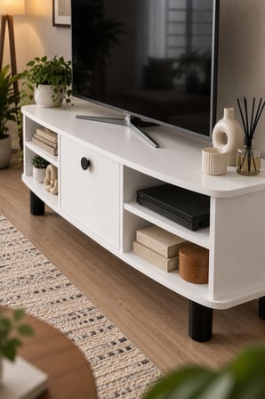 SuloraHome Suntalam TV Unit with Doors and Shelves 136x44 cm