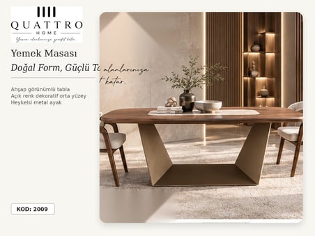 Lorenzo 2009 Ahşap Görünümlü Modern Yemek Masası