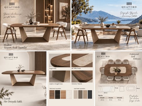 Lorenzo 2009 Ahşap Görünümlü Modern Yemek Masası