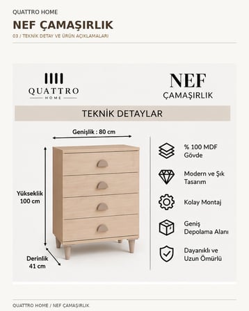 NEF ÇEKMECELİ ÇAMAŞIRLIK