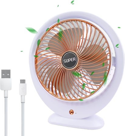 USB Masa Vantilatörü Elektrikli Mini Masa Vantilatörü 3 Hız Ayarlanabilir Güçlü Rüzgar 360 ° Döndürme Taşınabilir Masaüstü Fan Ofis Ev Yatak Odası Dış Mekan Kamp için Sessiz Soğutma Fanı (Altın B)