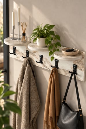 SuloraHome 5'li Duvar Askılığı Beyaz 80 cm