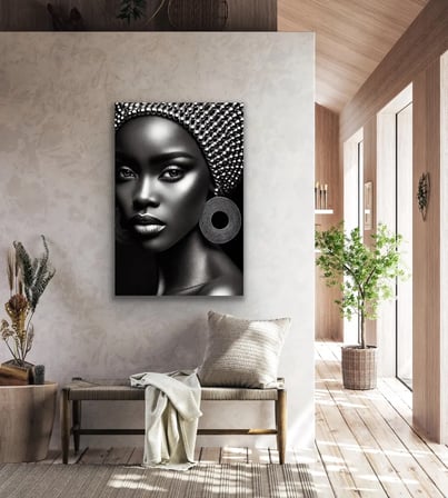 Afrikalı Siyahi Kadın Kanvas Tablo 70x100 cm