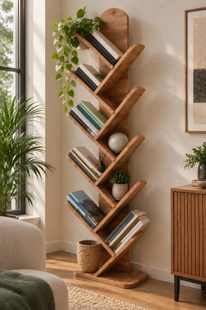 SuloraHome 10 Raflı Ceviz Desenli Çok Amaçlı Kitaplık