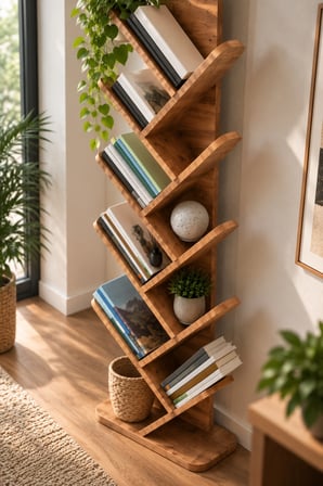 SuloraHome 10 Raflı Ceviz Desenli Çok Amaçlı Kitaplık