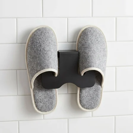 Duvara Yapıştırılabilir Terlik Askısı Metal Terlik Organizeri Banyo Terlik Tutucu Yapışkanlı Duvar Askılığı Çift Terlik Aparatı Siyah Minimalist Tasarım