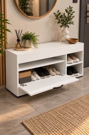 SuloraHome Beyaz Ayakkabılık Dolabı 90 cm