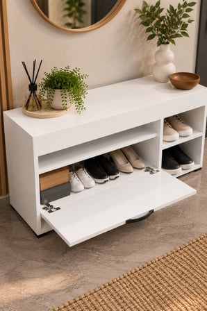 SuloraHome Beyaz Ayakkabılık Dolabı 90 cm