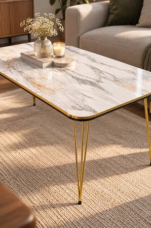 SuloraHome Gold Metal Ayaklı Orta Sehpa
