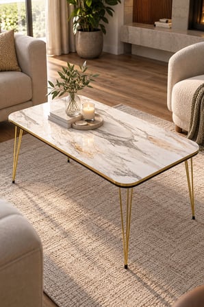 SuloraHome Gold Metal Ayaklı Orta Sehpa