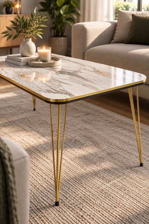SuloraHome Gold Metal Ayaklı Orta Sehpa