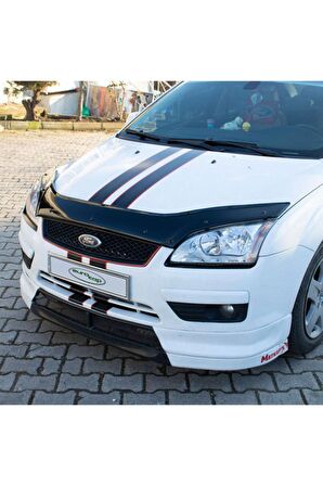 Ford Focus Ön Kaput Koruma Rüzgarlığı 3mm Akrilik (ABS) Parlak Siyah Deflektör 2005-2008