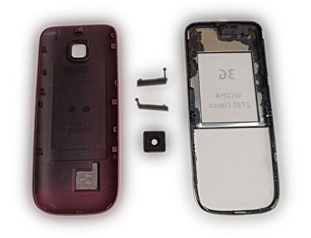 Nokia 2730 Kapak Nokia 2730 uyumlu Bordo Gri ön Kapak Arka Kapak