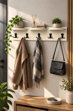SuloraHome Üst Raflı Duvar Askılığı Bej 80 cm