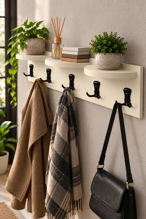 SuloraHome Üst Raflı Duvar Askılığı Bej 80 cm