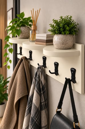 SuloraHome Üst Raflı Duvar Askılığı Bej 80 cm