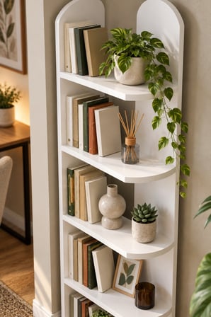 SuloraHome 5 Raflı Beyaz Çok Amaçlı Kitaplık ve Dekoratif Raf Ünitesi