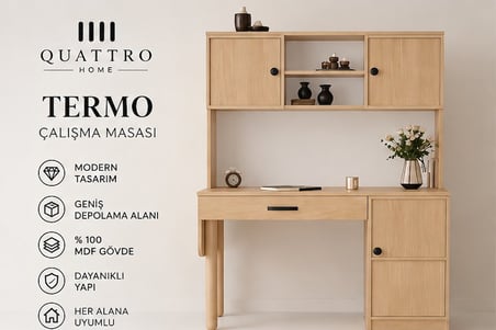 TERMO KİTAPLIKLI ÇALIŞMA MASASI