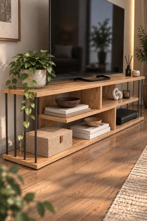SuloraHome Ceviz Desenli 140 cm TV Ünitesi ve Raf Sistemli Televizyon Sehpası