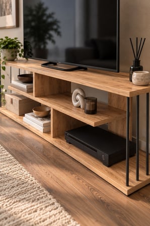 SuloraHome Ceviz Desenli 140 cm TV Ünitesi ve Raf Sistemli Televizyon Sehpası