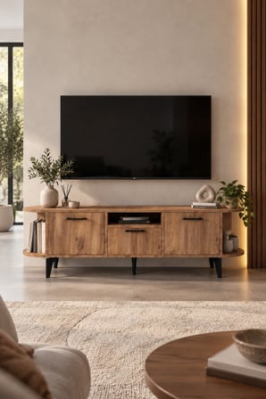 SuloraHome Siyah Suntalam TV Sehpası 160x35 cm Metal Ayaklı Modern Konsol