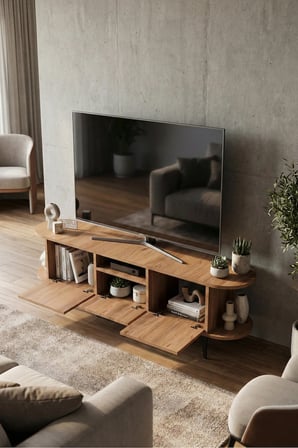 SuloraHome Siyah Suntalam TV Sehpası 160x35 cm Metal Ayaklı Modern Konsol