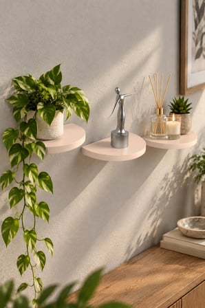 SuloraHome 3'lü Oval Duvar Rafı Seti Krem Bej