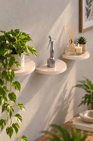 SuloraHome 3'lü Oval Duvar Rafı Seti Krem Bej