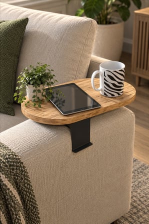 SuloraHome Ayarlanabilir Yan Sehpa Çam Kahverengi Oval C Sehpa