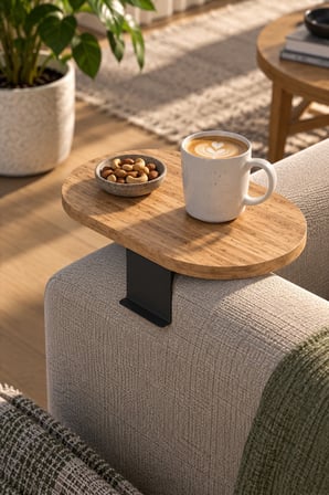 SuloraHome Ayarlanabilir Yan Sehpa Çam Kahverengi Oval C Sehpa