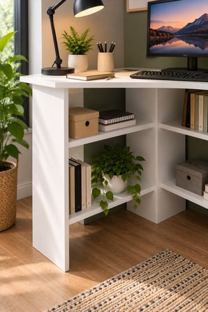 SuloraHome Köşe Çalışma Masası Beyaz