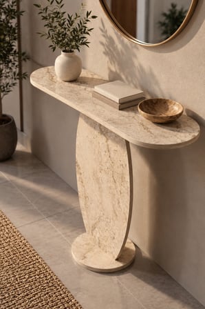 SuloraHome Modern Traverten Dresuar Konsol Masası