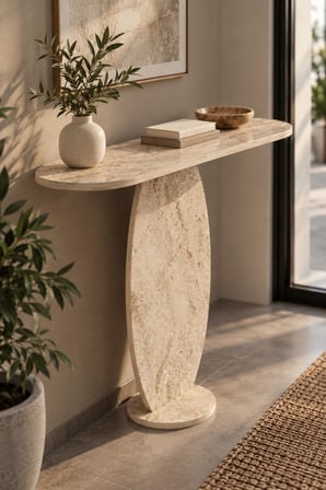 SuloraHome Modern Traverten Dresuar Konsol Masası